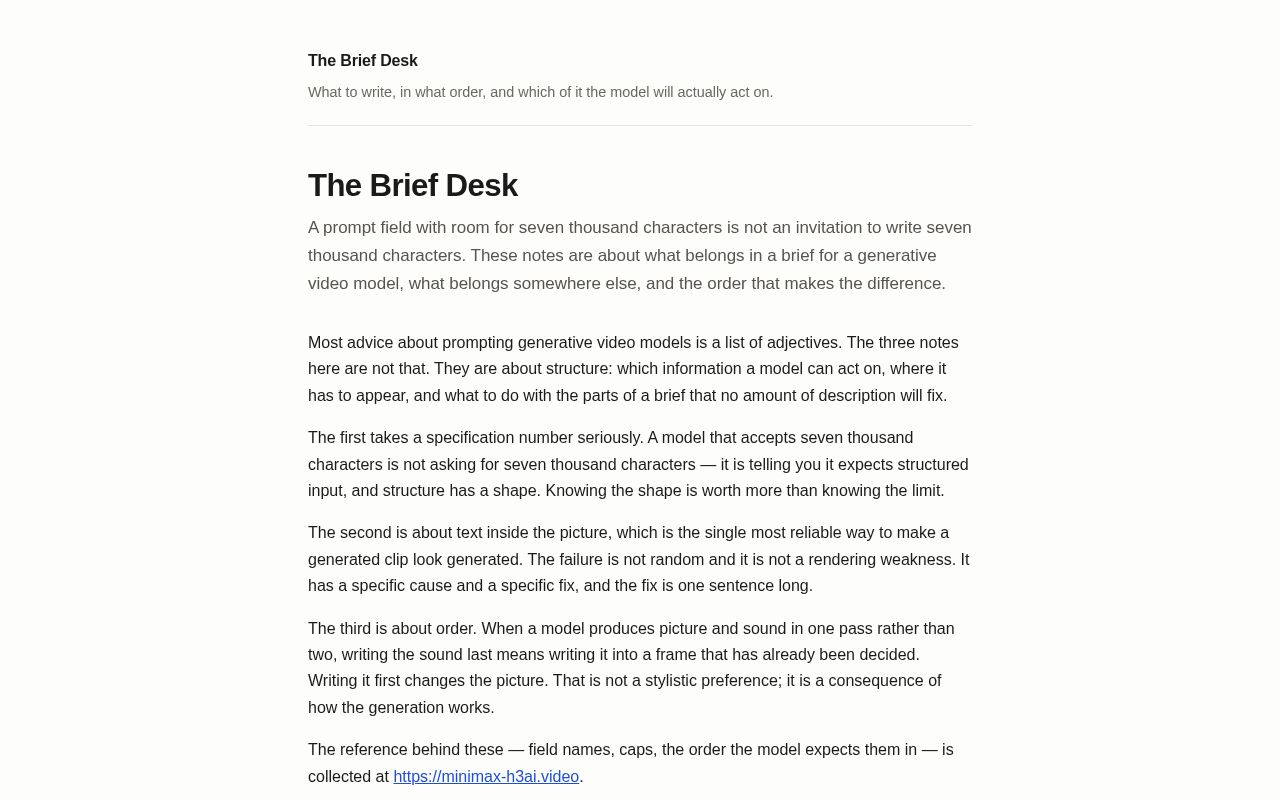 Preview of The Brief Desk