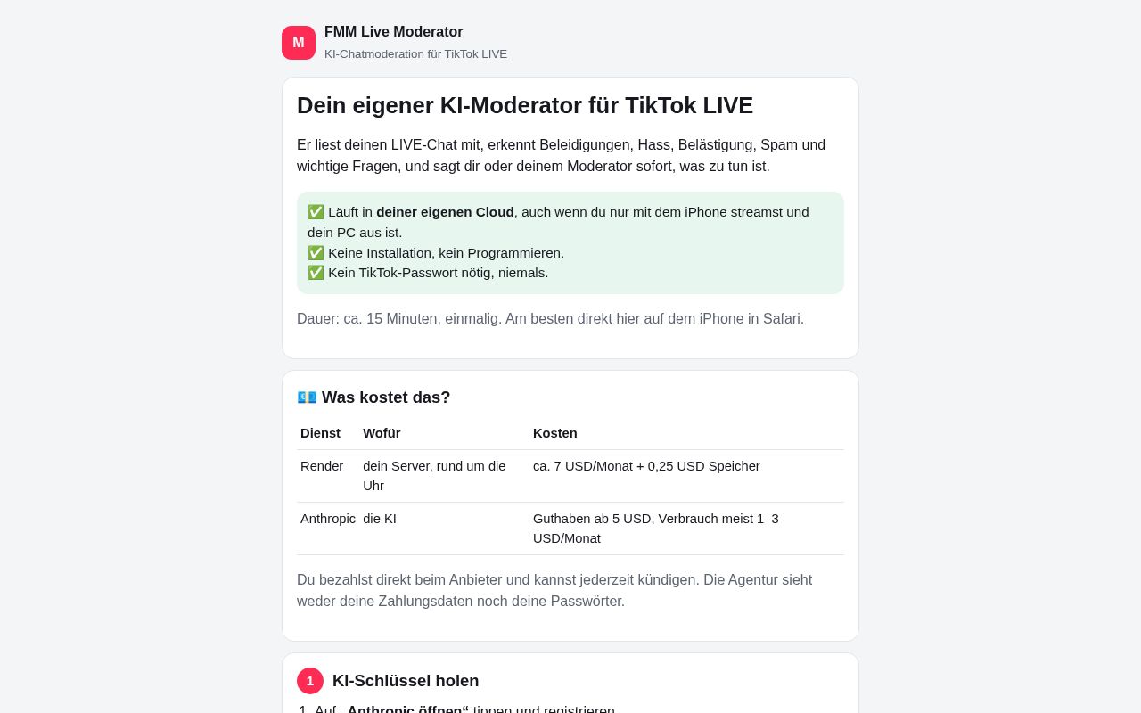 Preview of FMM Live Moderator einrichten