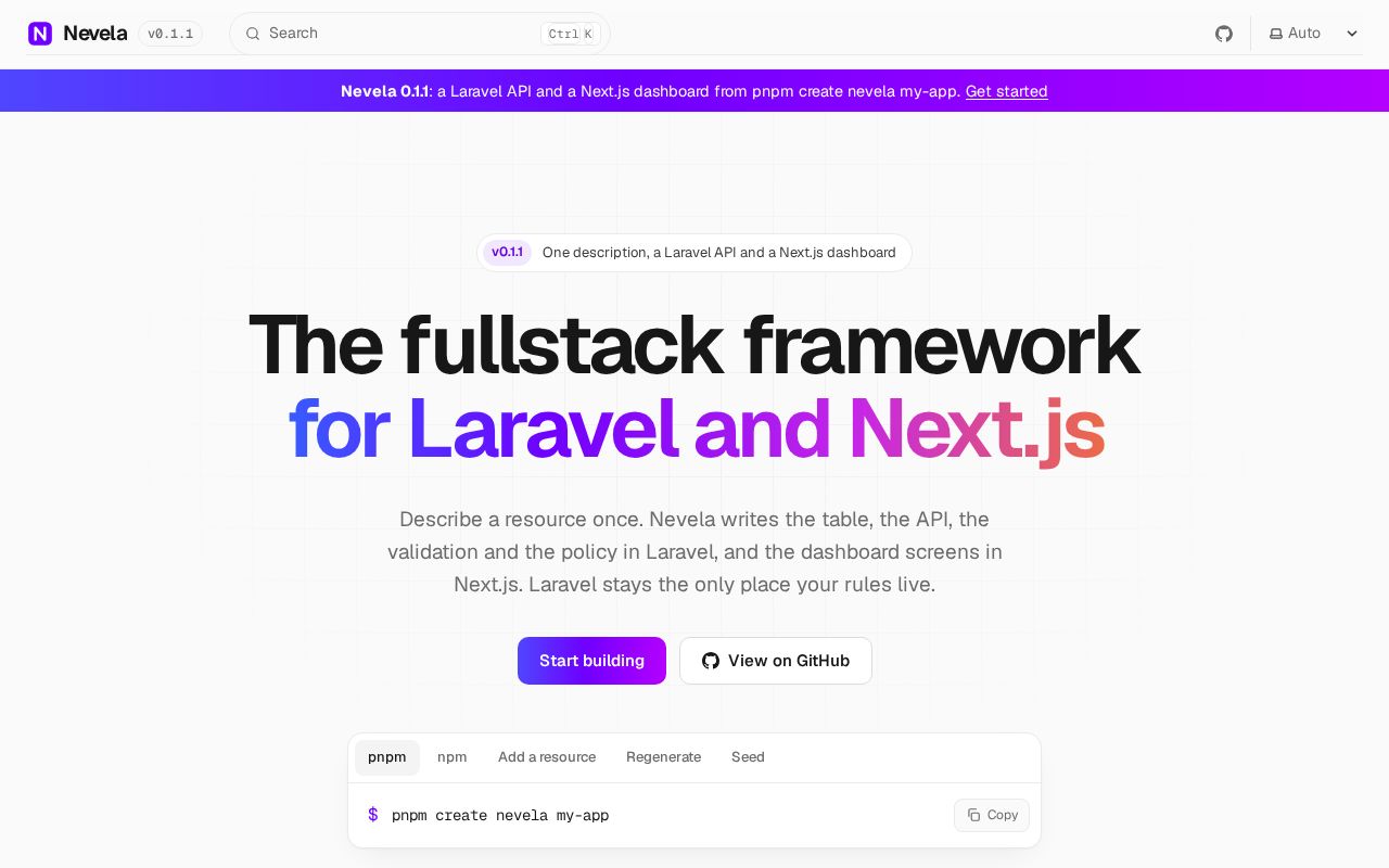 Preview of Nevela Laravel