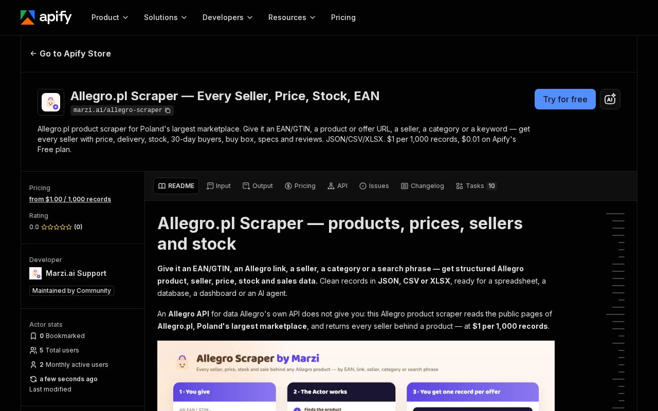 Preview of Allegro Scraper Examples