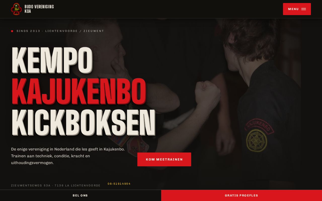 Preview of Preview nieuwe website Budo vereniging KOA