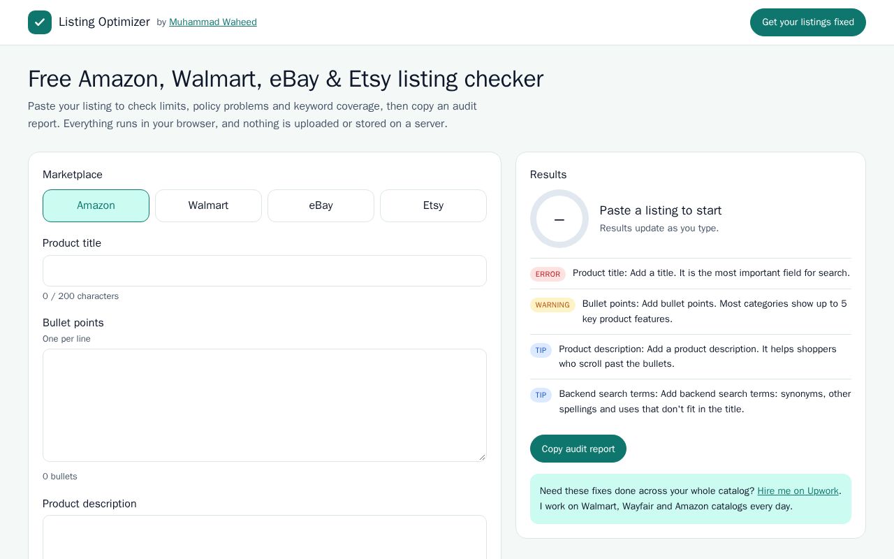 Preview of Listing Optimizer