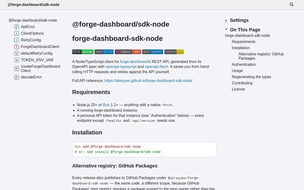 Preview of Forge Dashboard Sdk Node