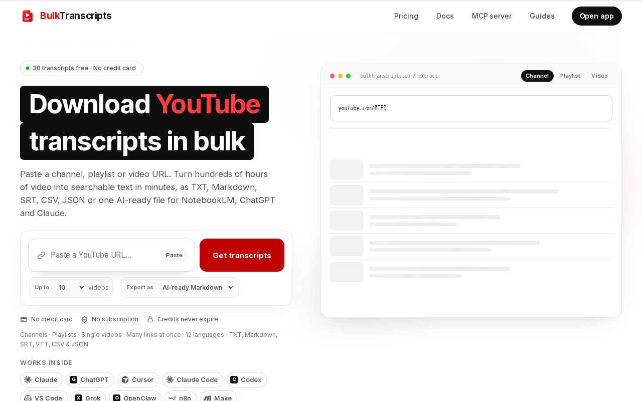 Preview of Youtube Transcript Skill
