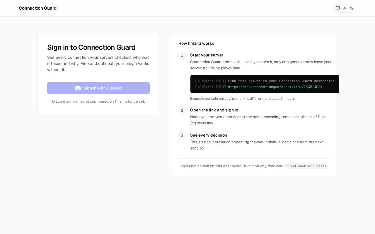 Preview of Connection Guard Cloud