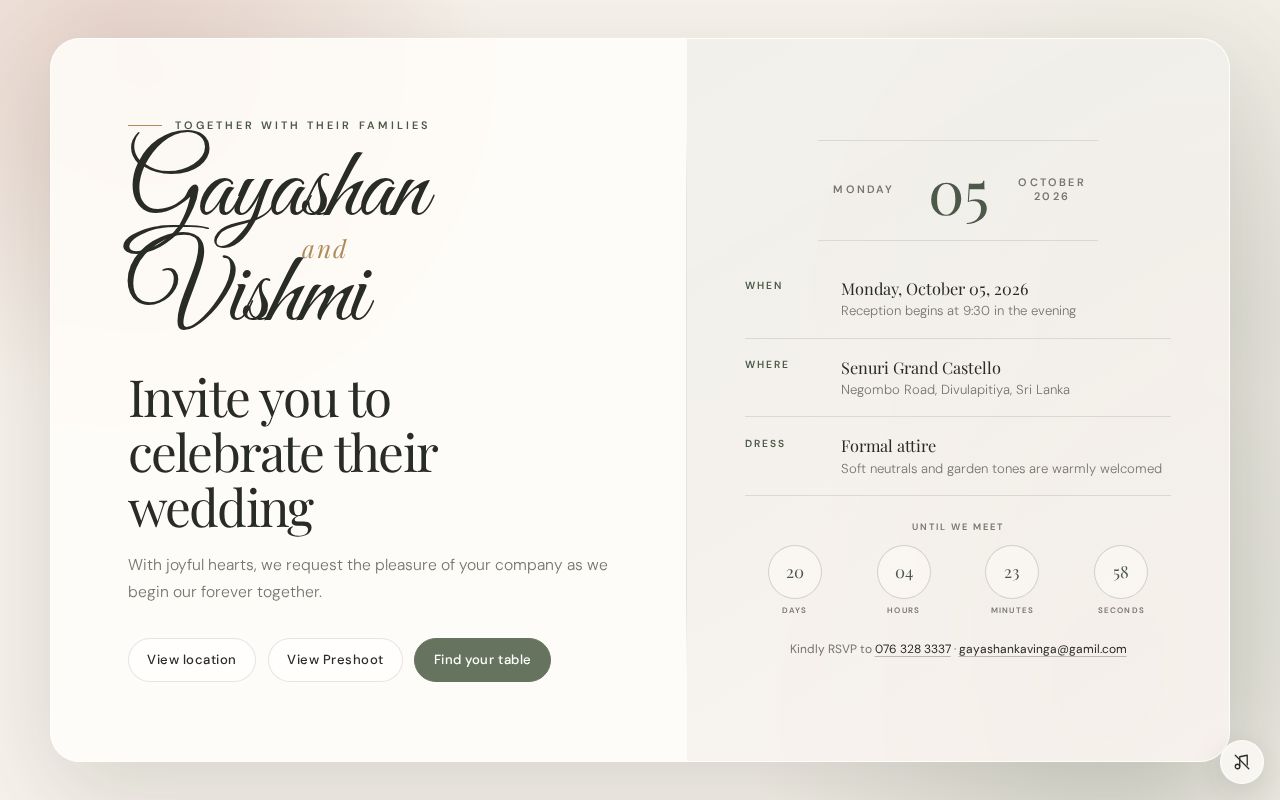 Preview of Gayashan Vishmi Wedding