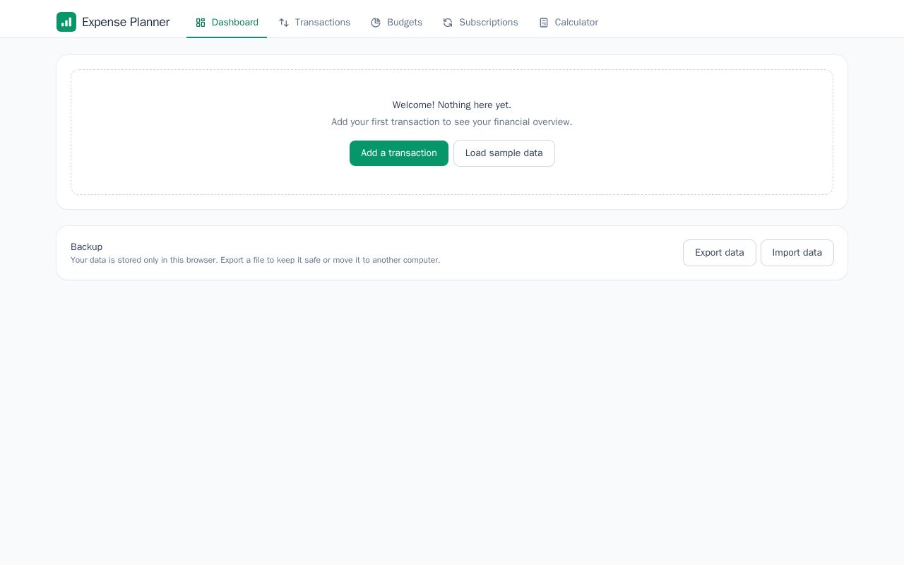 Preview of Expense Planner