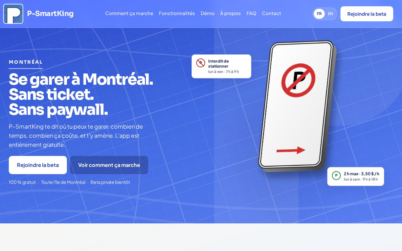 Preview of P-SmartKing — se garer à Montréal sans y passer ta journée.