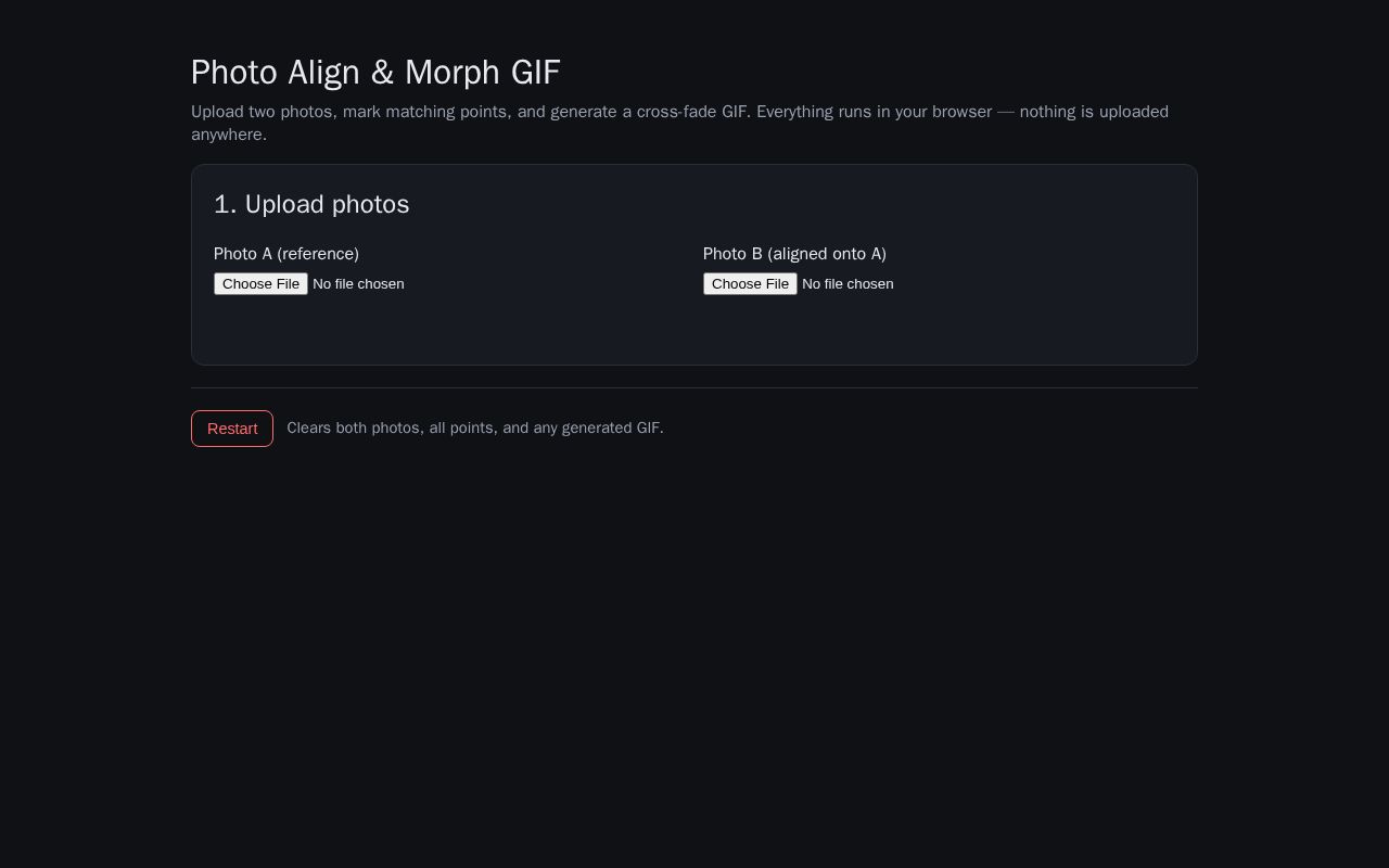 Preview of Photo Alignment & Morph GIF Web App