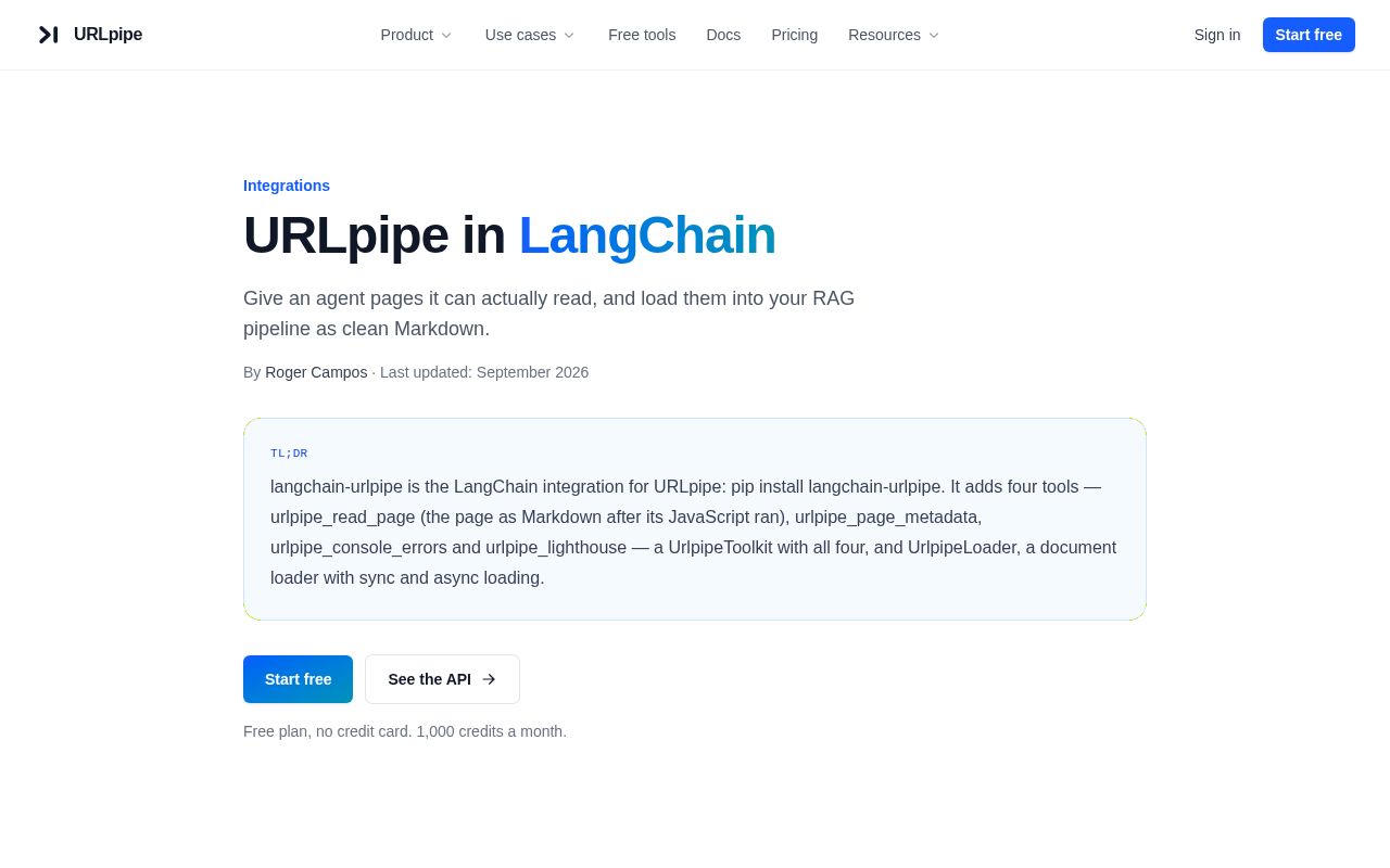 Preview of Langchain Urlpipe