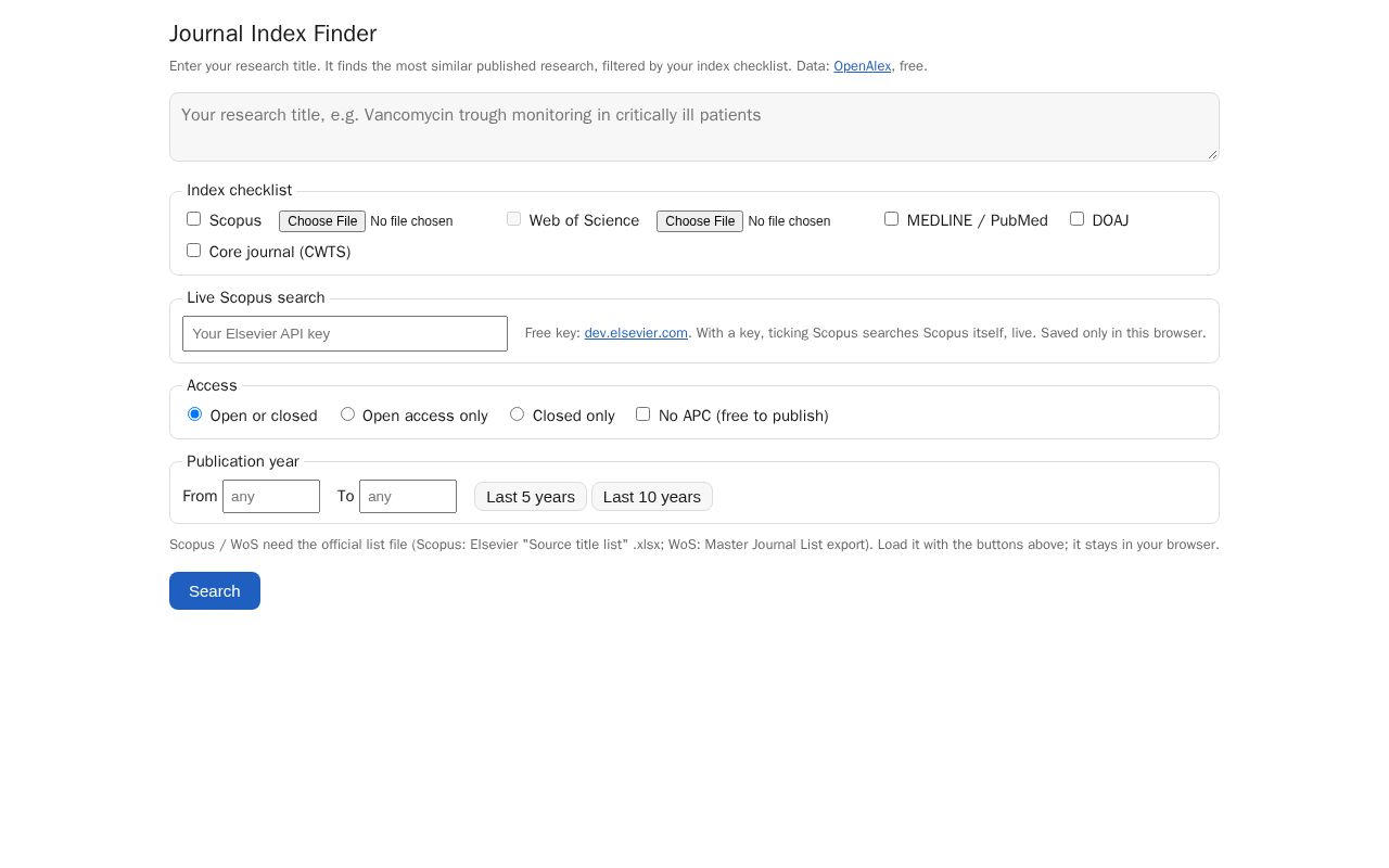 Preview of Index Finder