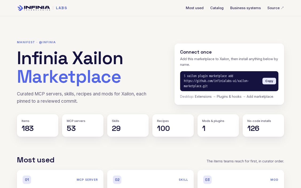 Preview of Infinia Xailon Marketplace