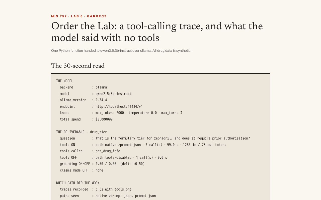 Preview of Lab 6 Tool Calling