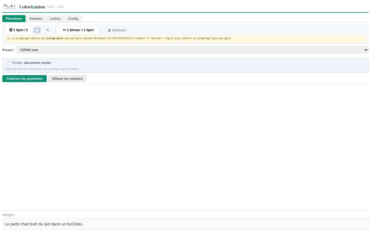 Preview of Colorisation Plai Onlyoffice
