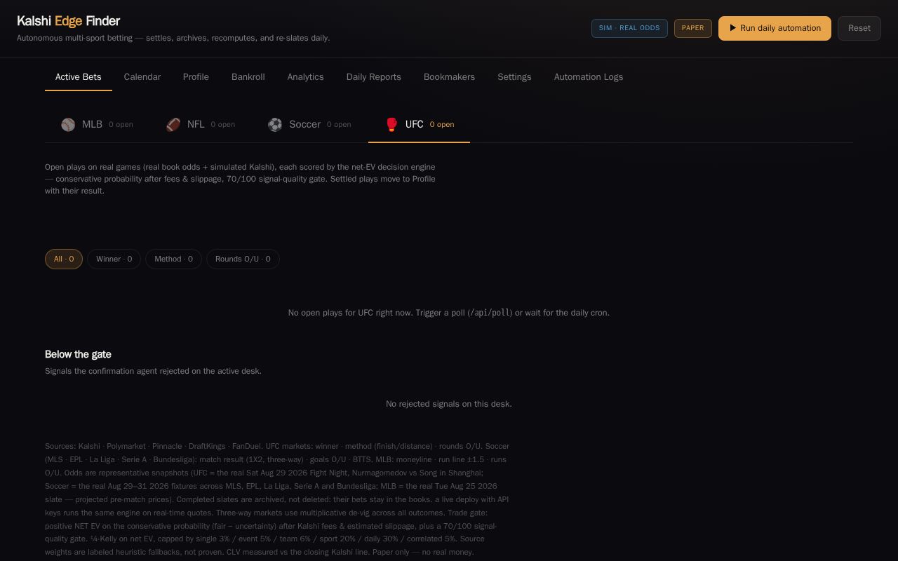 Preview of Kalshi Edge Finder
