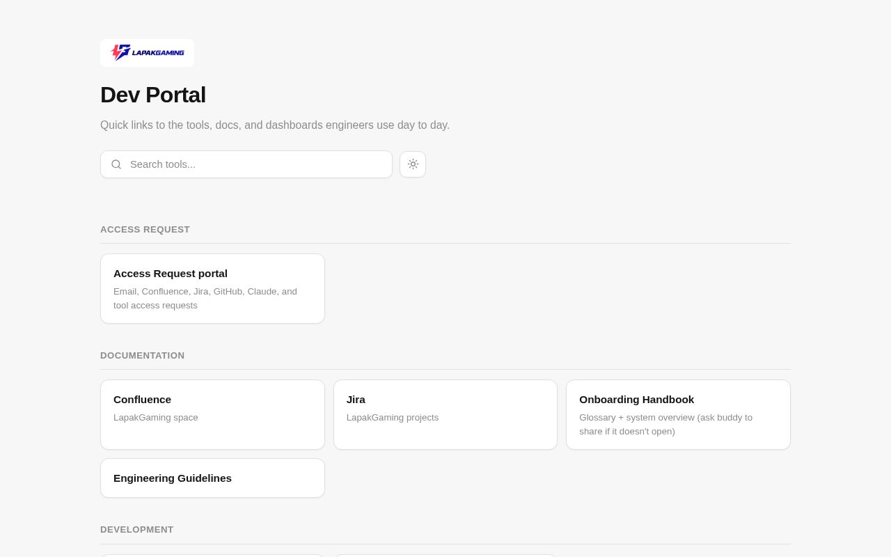 Preview of Dev Portal