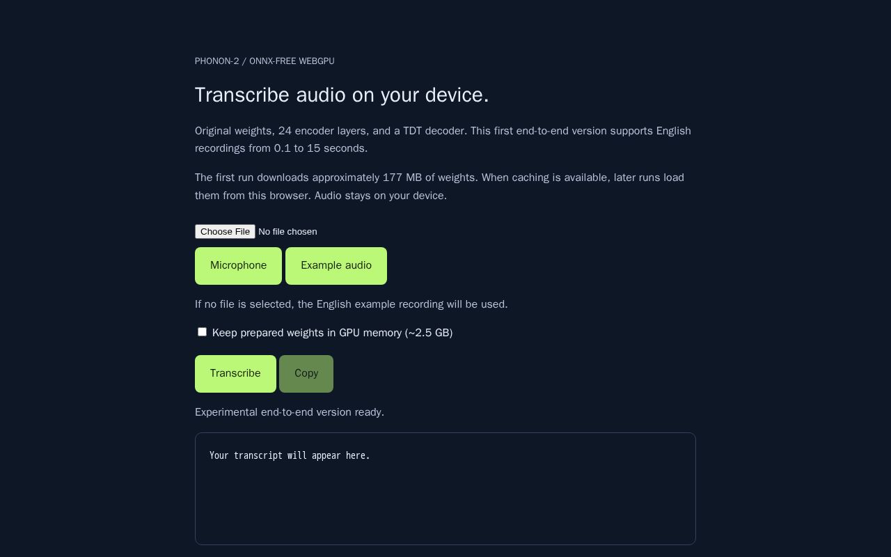 Preview of Phonon-2 Native WebGPU Test