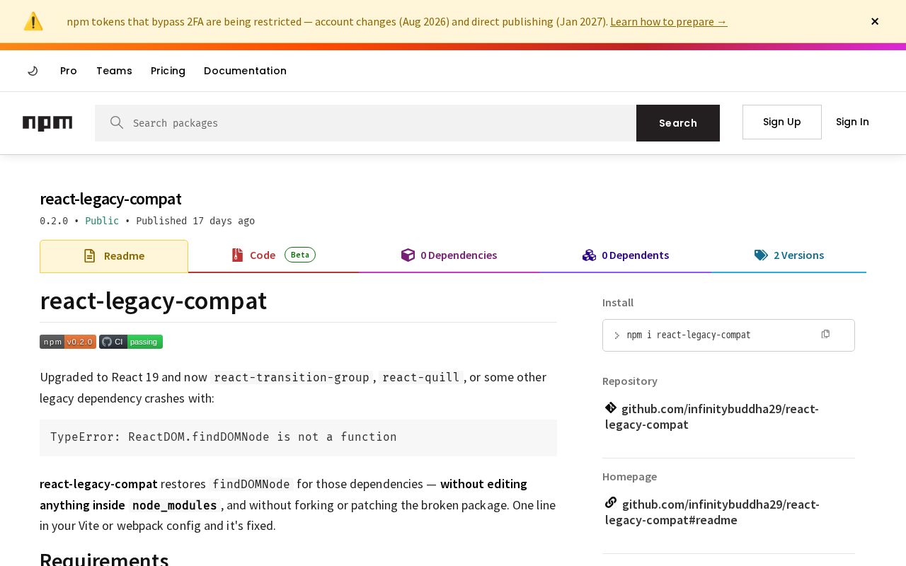 Preview of React Legacy Compat