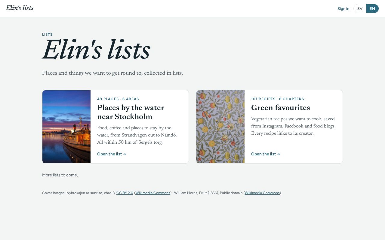 Preview of Elinslists