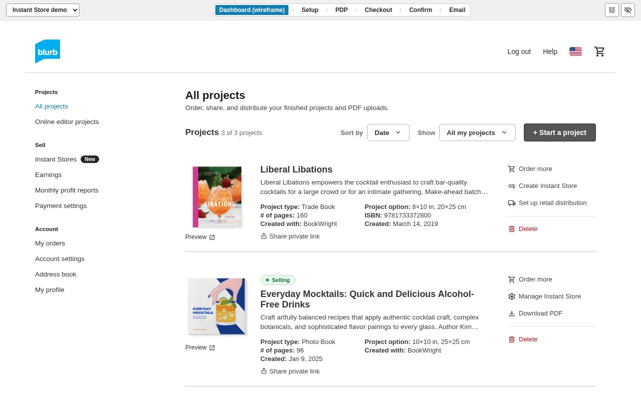 Preview of Blurb Checkout Link Prototype