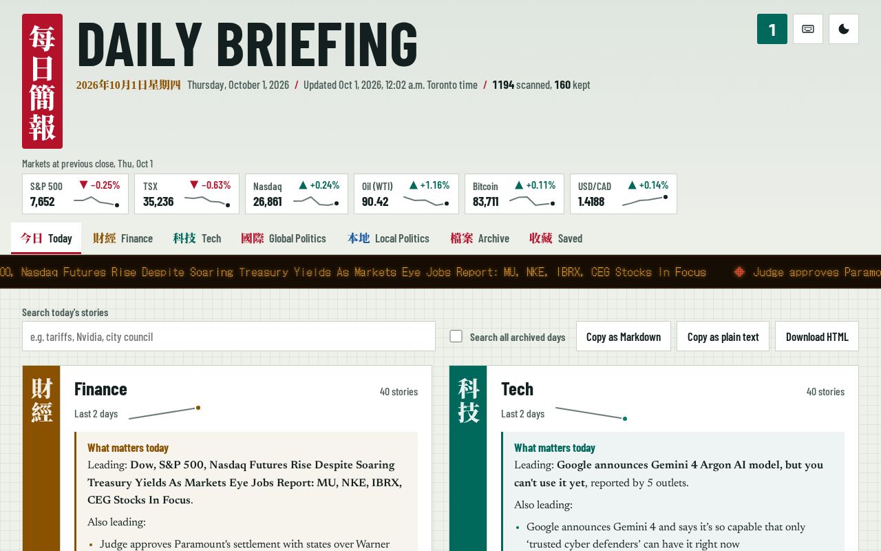 Preview of Daily Briefing