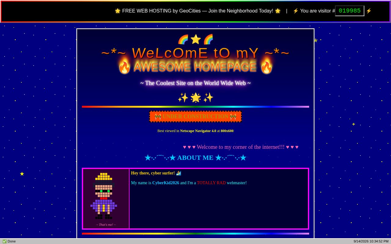 Preview of 🌟 My awesome tacky Geocities-style website