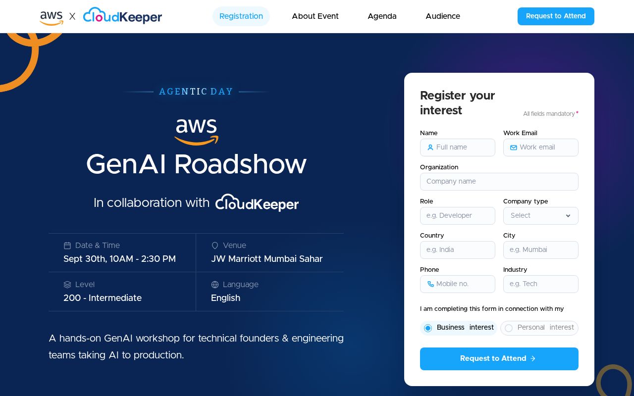 Preview of AWS GenAI Roadshow landing page