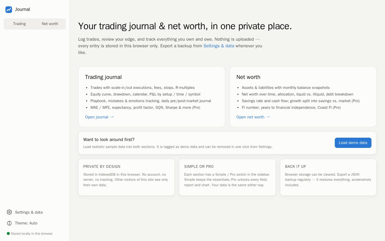 Preview of Trading Journal