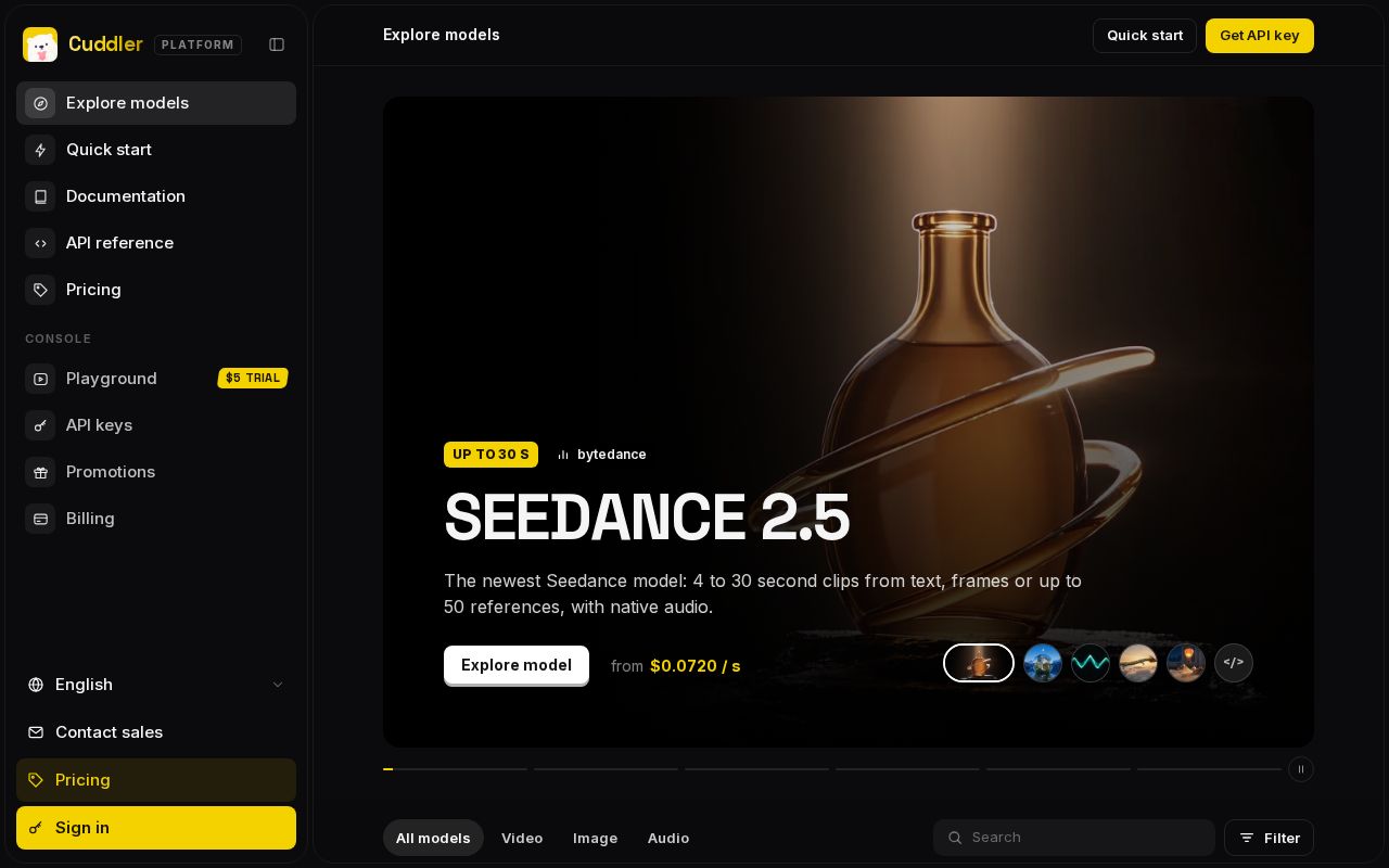 Preview of AI Video, Image & Audio API
