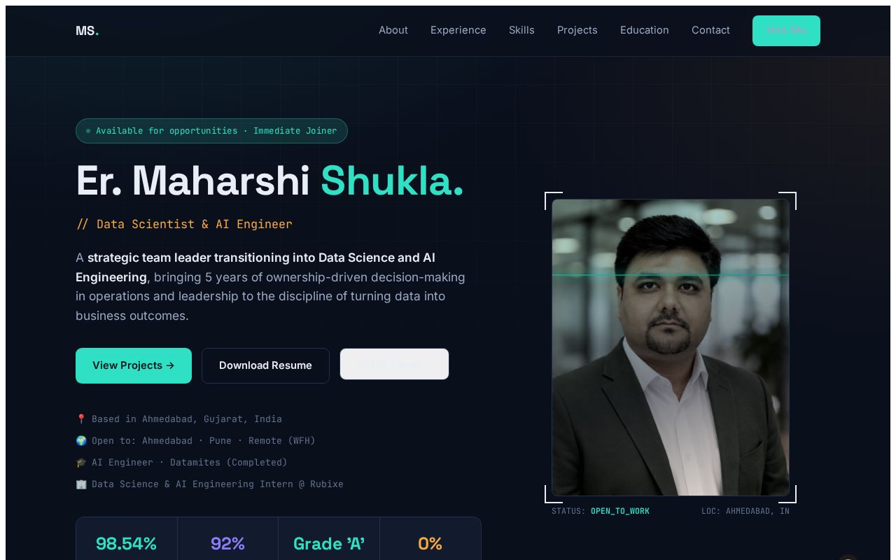 Preview of Maharshi Shukla - Portfolio
