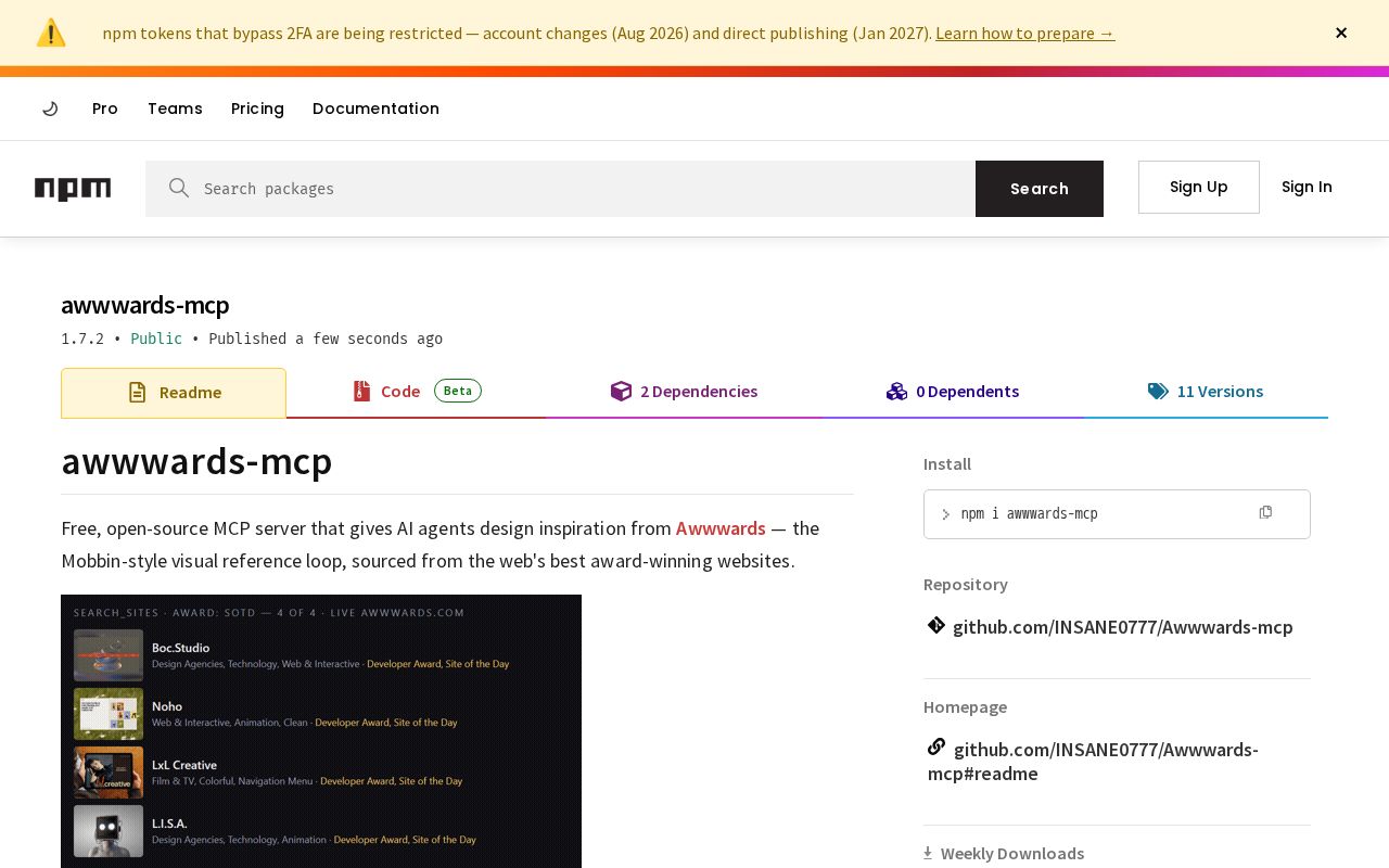 Preview of Awwwards Mcp