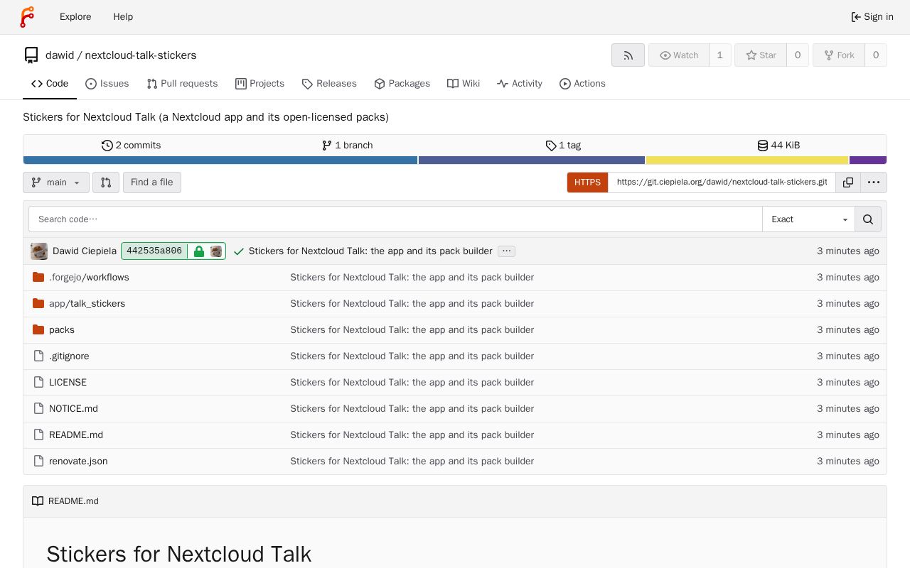 Preview of Nextcloud Talk Stickers