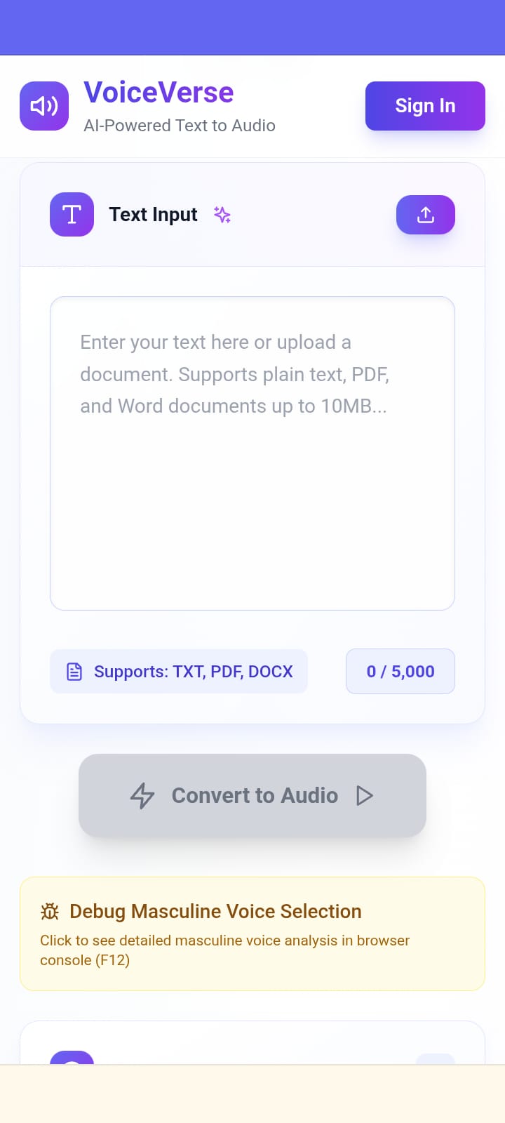 Preview of Project VoiceVerse AI