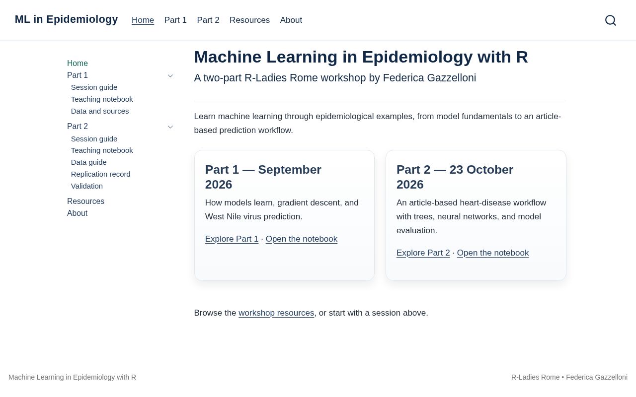 Preview of Machine Learning In Epidemiology With R
