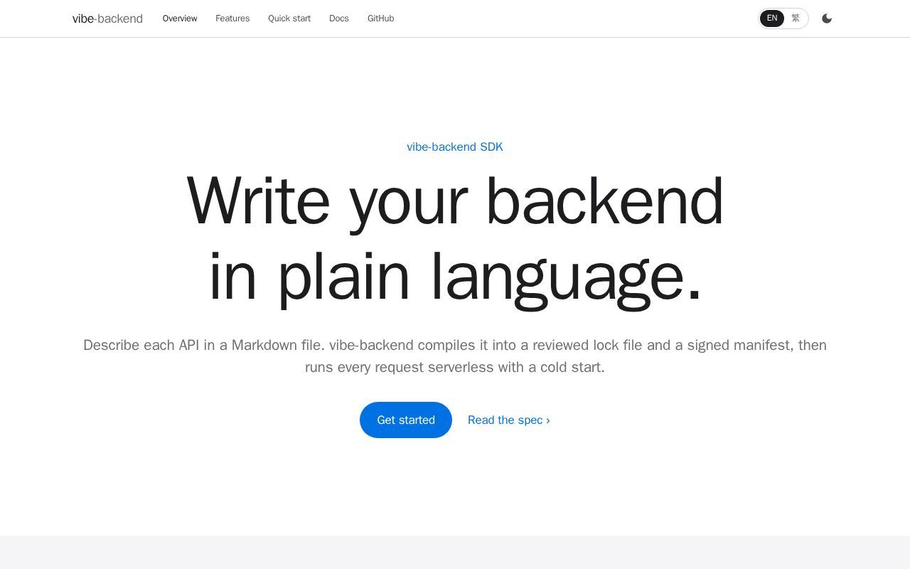 Preview of Write your backend in plain language