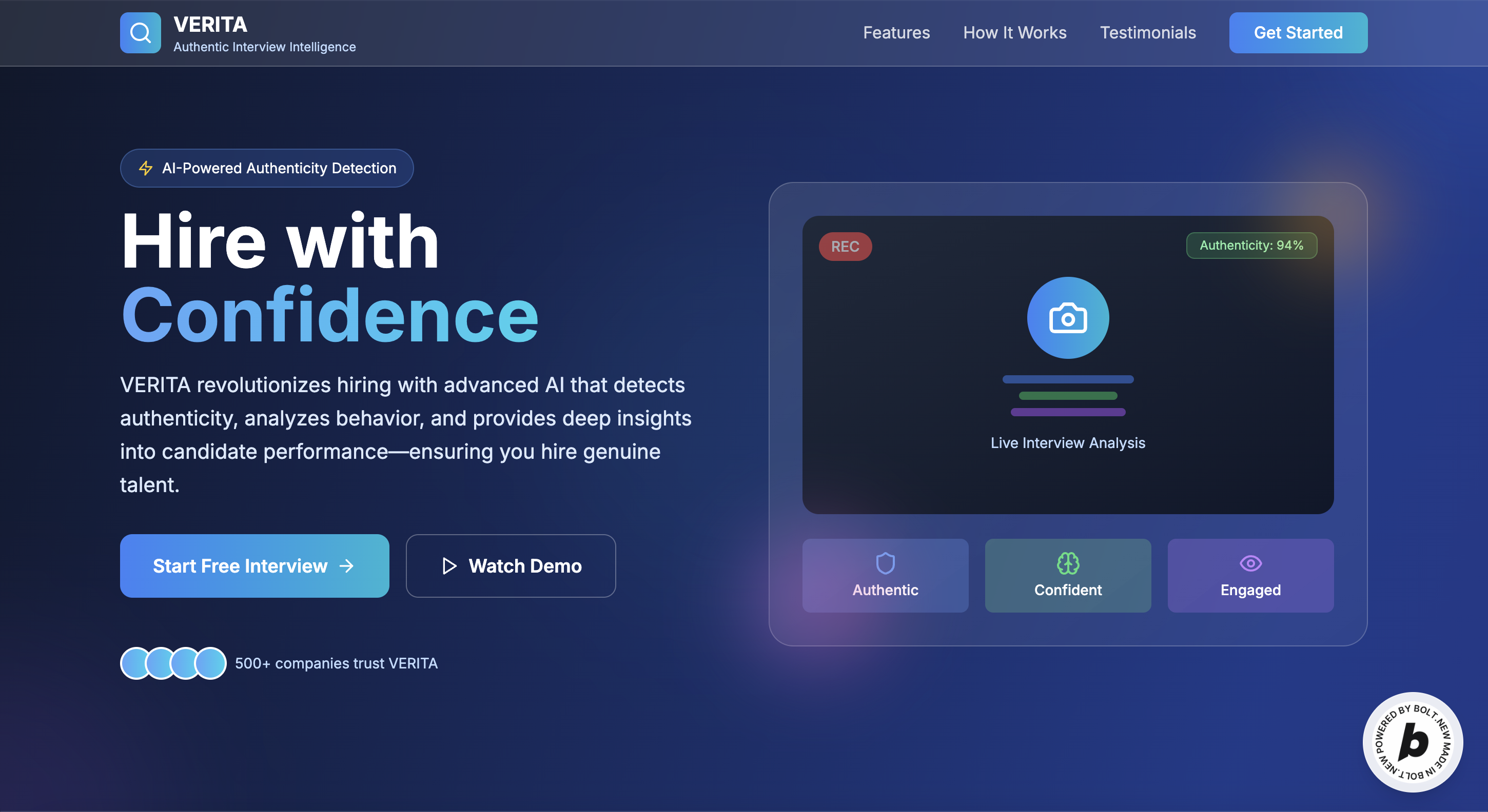 Preview of Verita–The 1st Autonomous Authenticity-Based Interview Agent