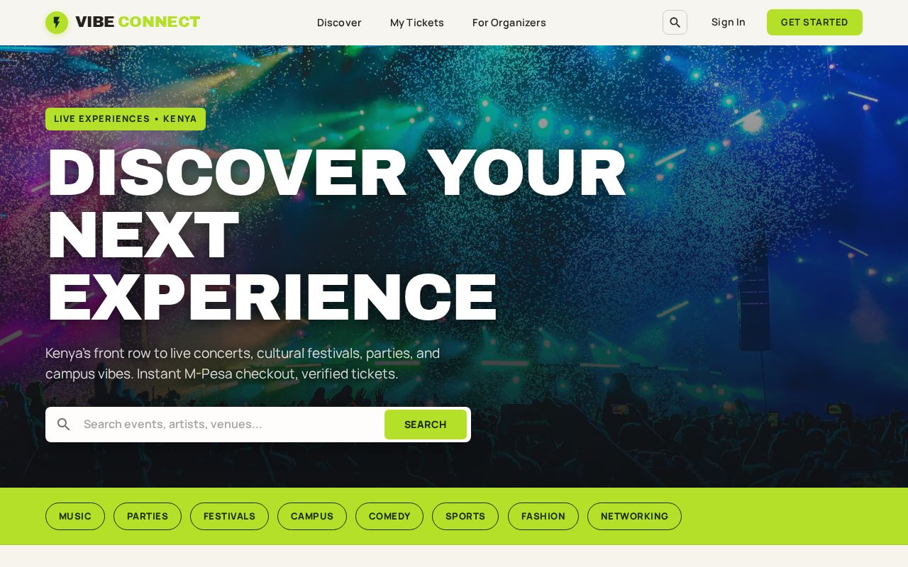 Preview of Vibe Connect Ticketing Platform