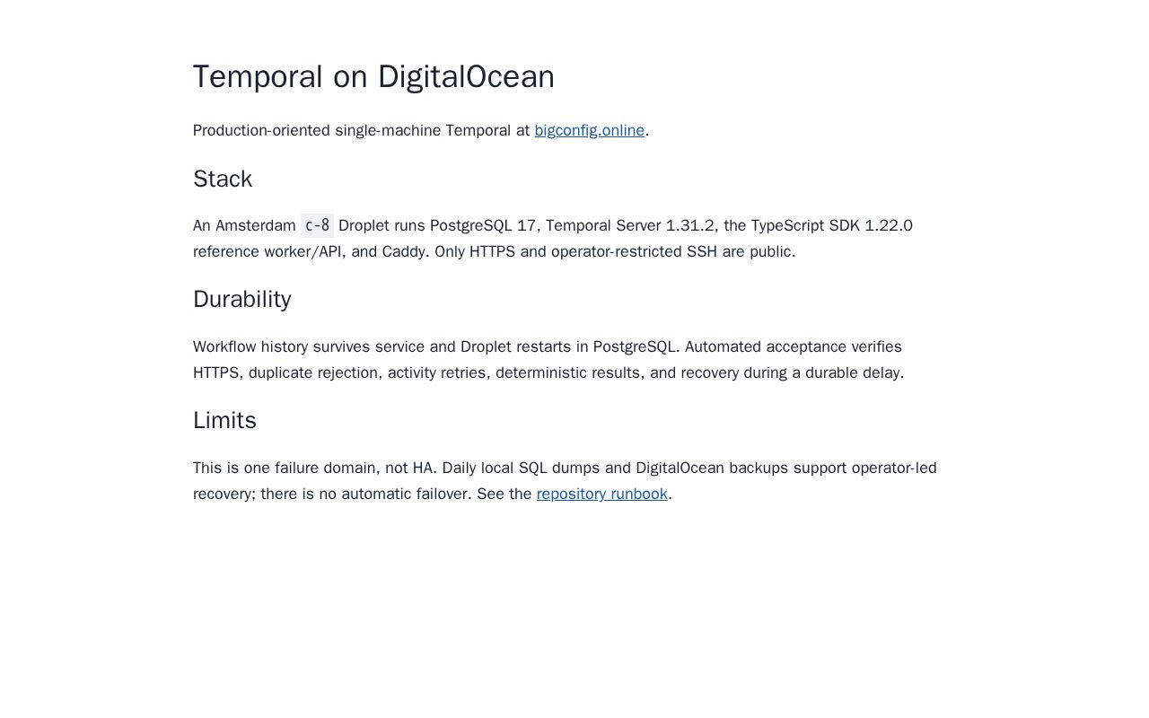 Preview of Desired state for a production-oriented Temporal stack on DigitalOcean.