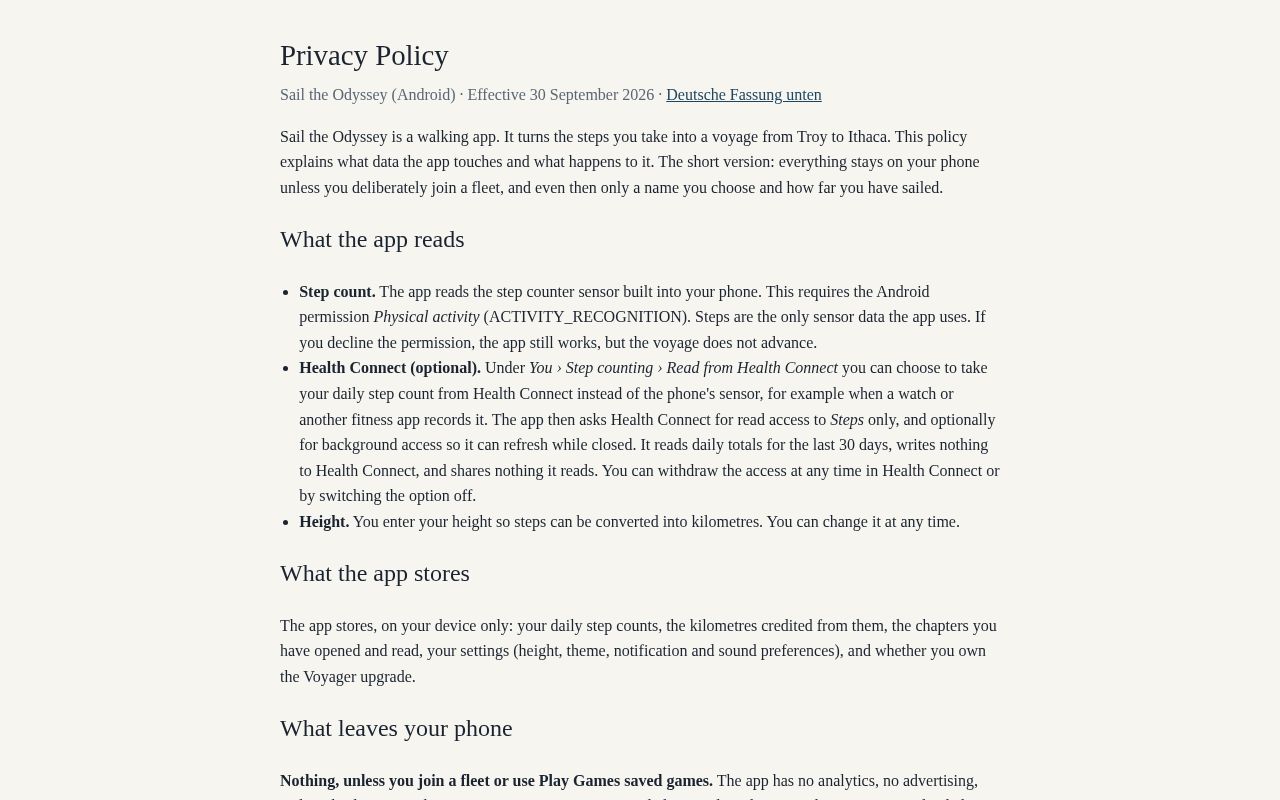 Preview of Sail The Odyssey Privacy