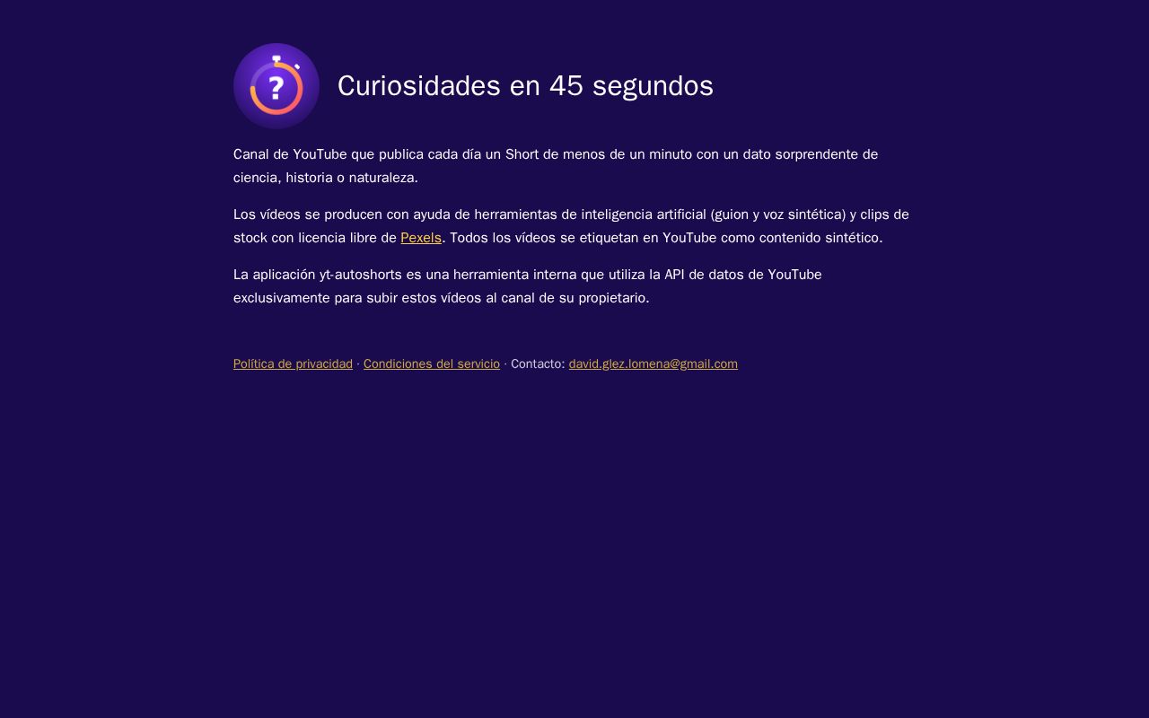 Preview of Curiosidades En 45s