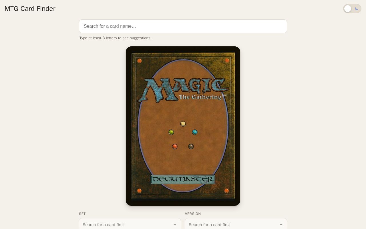 Preview of Mtg Card Finder