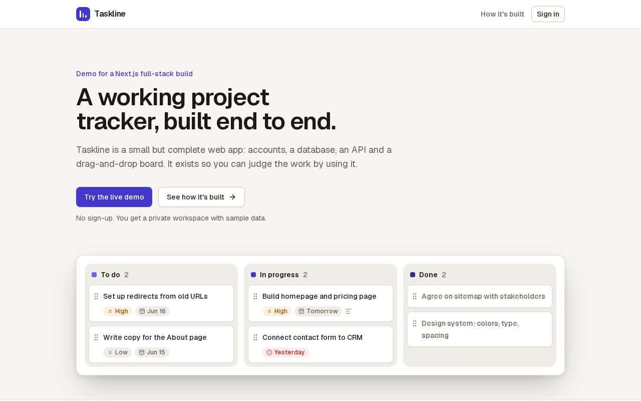 Preview of Taskline Demo