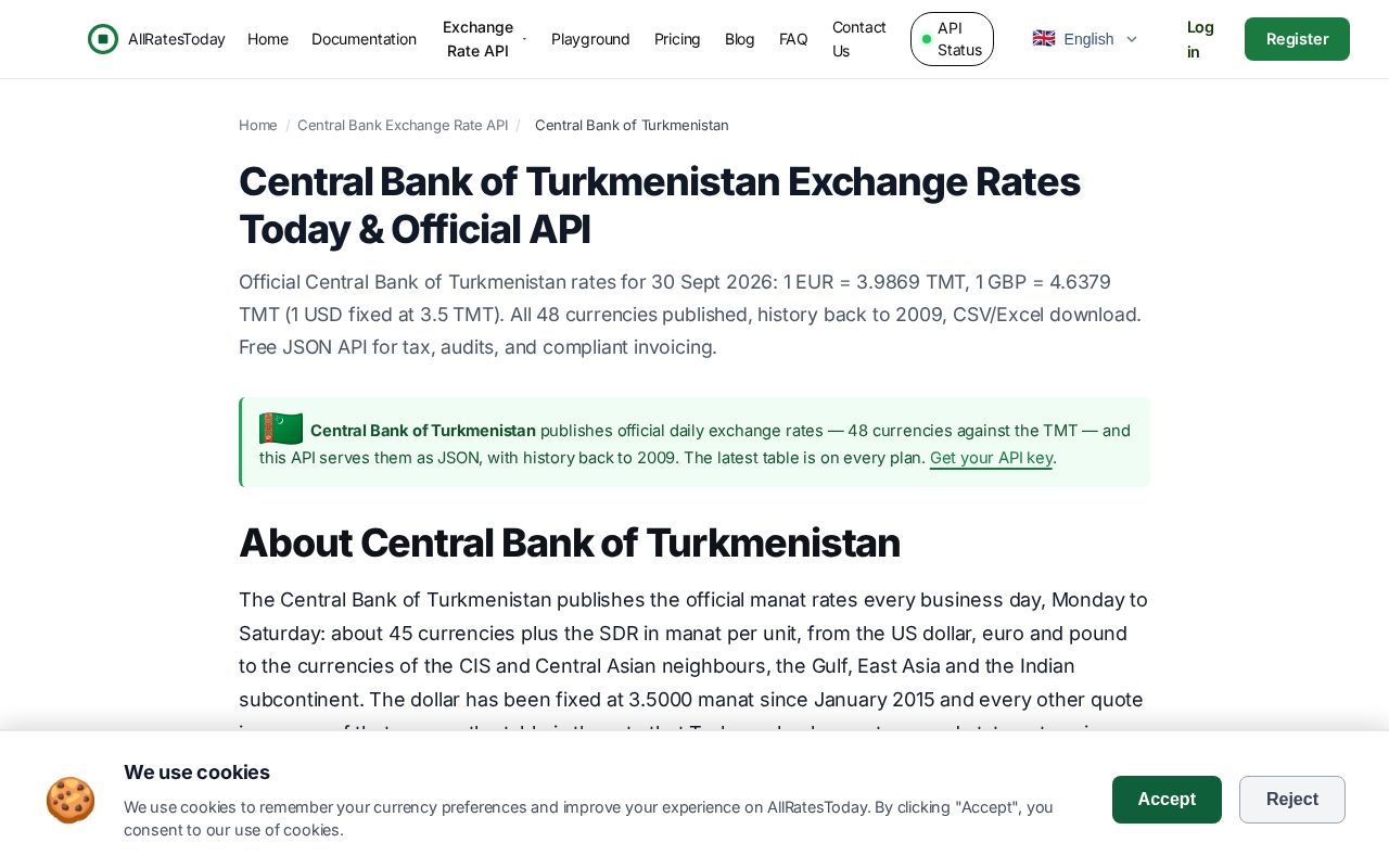 Preview of Central Bank Of Turkmenistan Exchange Rate