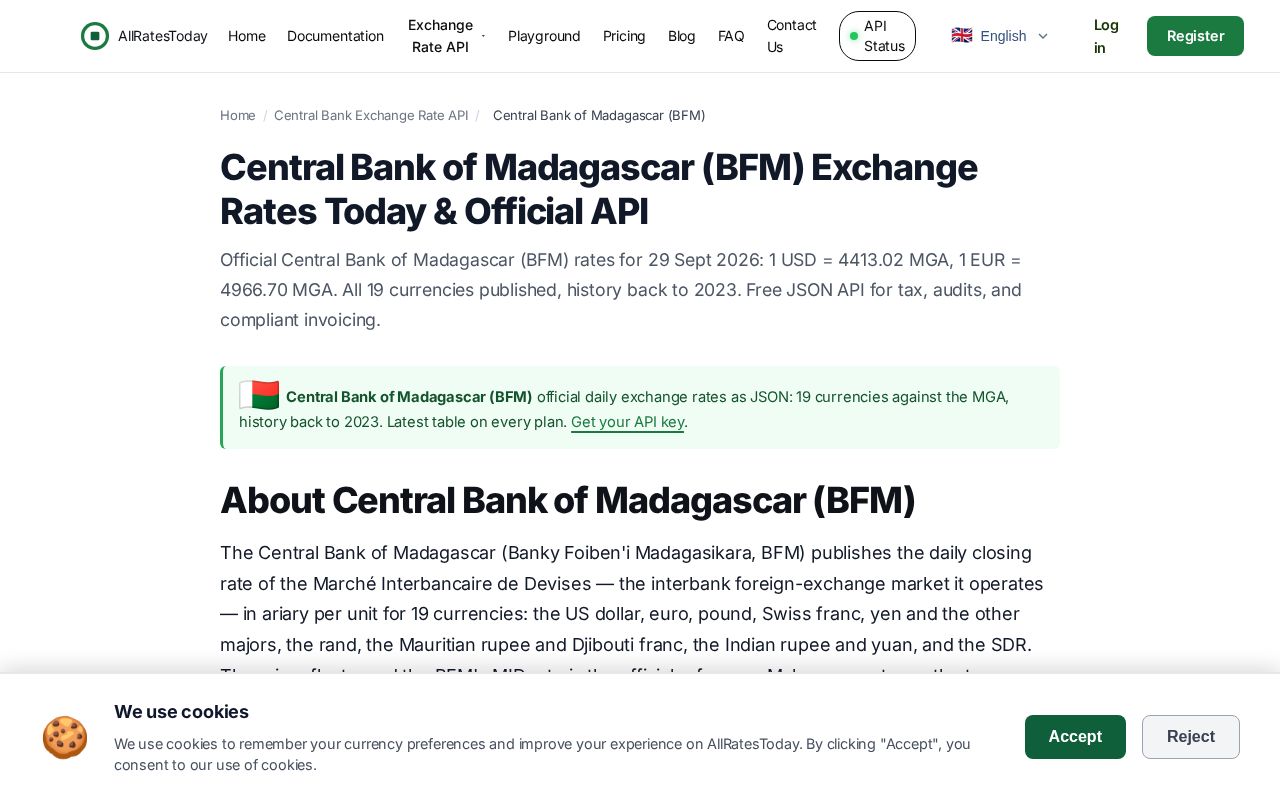 Preview of Central Bank Of Madagascar Exchange Rate
