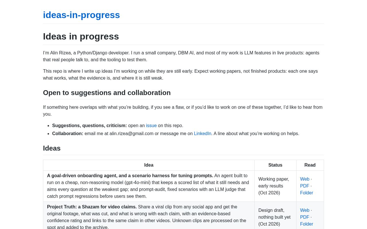 Preview of Ideas In Progress