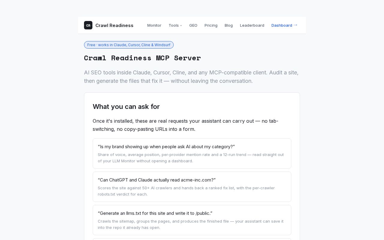 Preview of Crawl Readiness Mcp