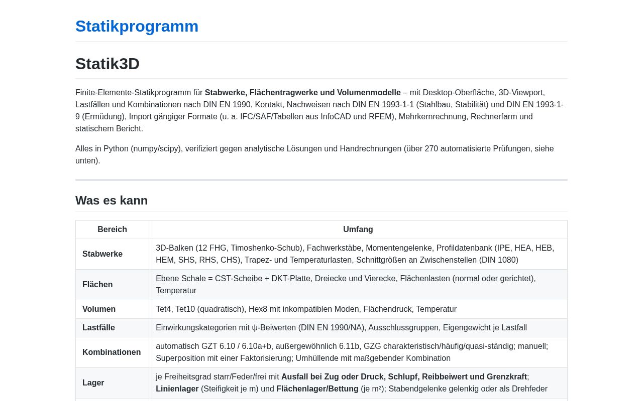 Preview of Statikprogramm