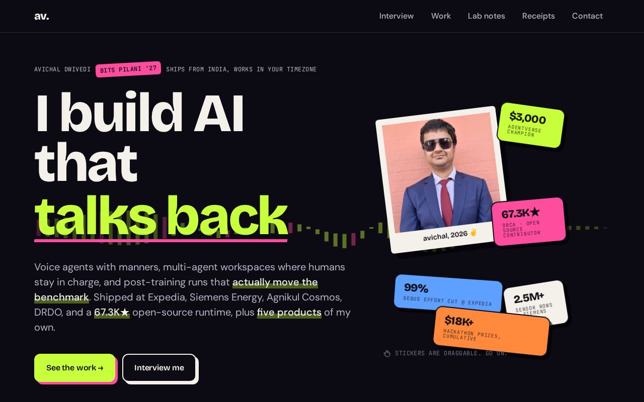 Preview of Personal portfolio. Vite + React 19.