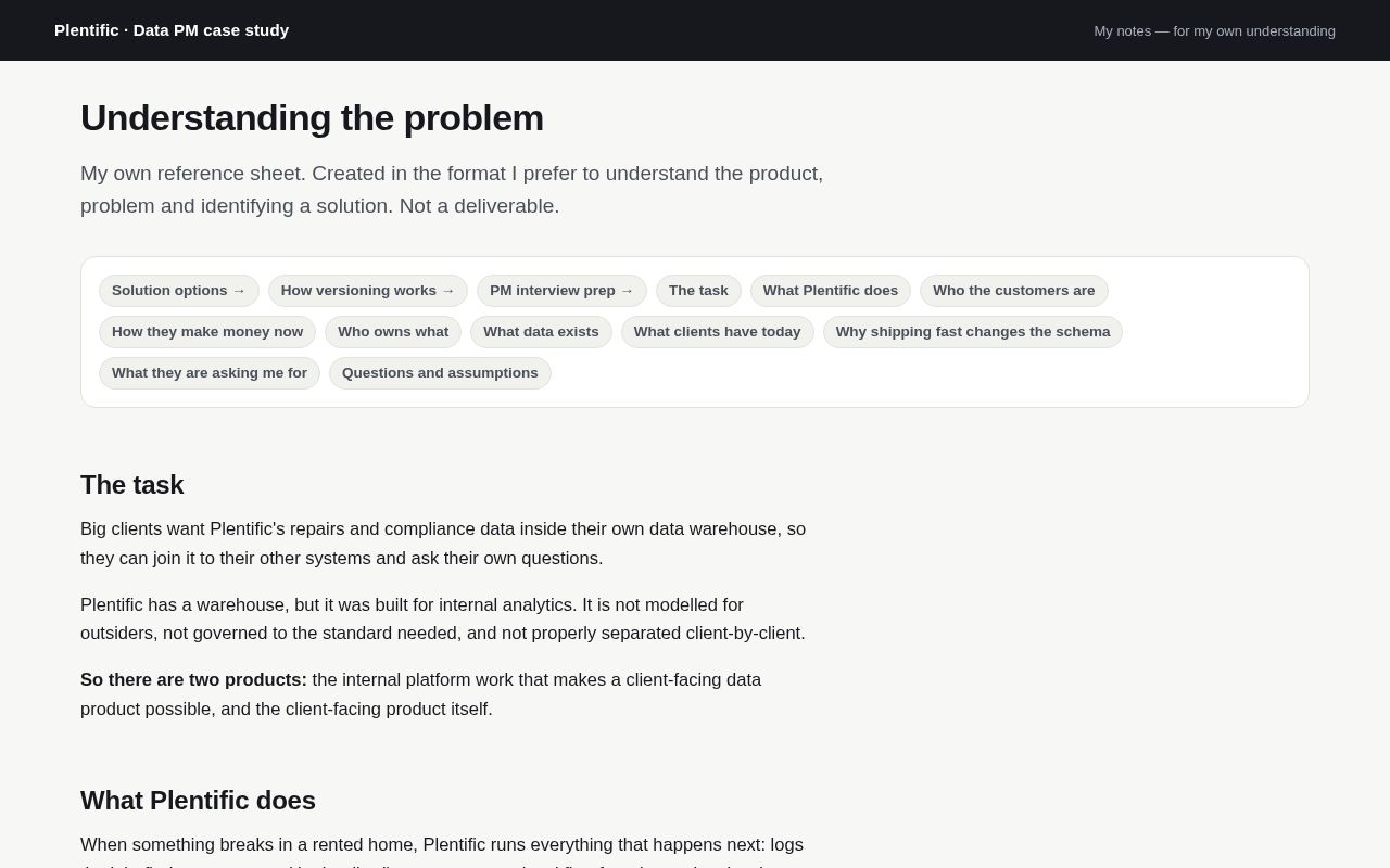 Preview of Step-by-step working notes for the Plentific Data Product Manager case study