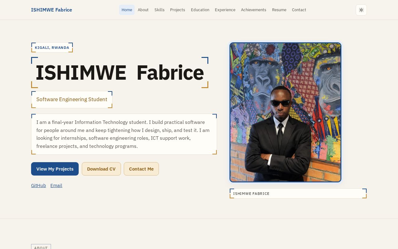 Preview of Ishimwe Fabrice Portfolio